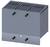 'Grey electrical control cabinet with ventilation slots at the top and connection points at the front.'