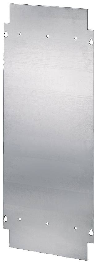 A rectangular metal sheet with several holes around the edges, suitable for mounting or fixing purposes.