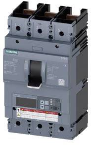 A Siemens electrical three-phase circuit breaker, coloured grey, for use in industrial applications.