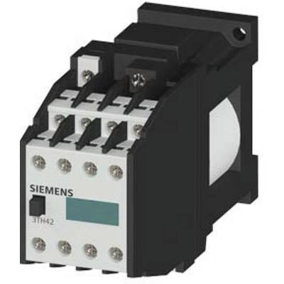 A black electrical contactor from Siemens, model 3TH42, with multiple screw terminals on the front, used in electrical control systems.