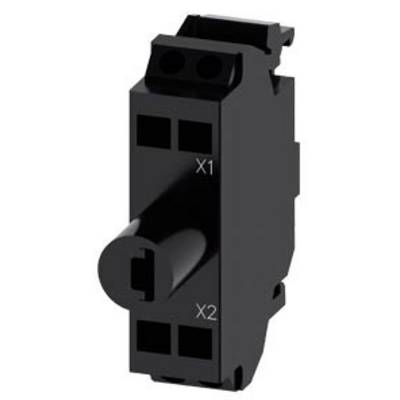 A black electrical component plug with the labels 'X1' and 'X2' serves to connect components in an electrical circuit.