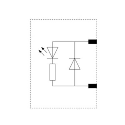 Switching symbol of an optocoupler: An LED and a phototransistor are connected by arrows indicating light emission.
