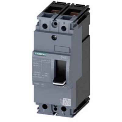 Grey Siemens circuit breaker with a switch in the centre, model number '3VA1' visible. Used for electrical circuit control.