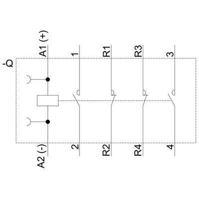 Electrical Circuit Diagram: Four Series Circuits, numbered 1 to 4, with resistors R1 to R4 and terminals A1 (+) and A2 (-).