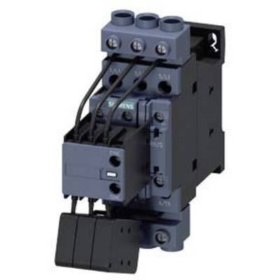 'Siemens contactor with multiple connection points and wiring, used for switching electrical loads in control cabinets.'