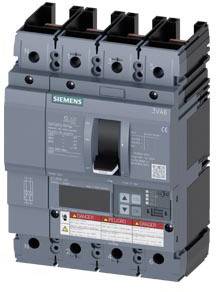 Siemens electrical power switch, grey in colour, rectangular in shape, with multiple connections at the top and a switch located in the centre.