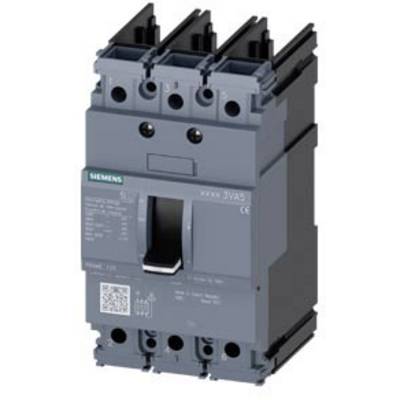 A three-pole circuit breaker by Siemens, used to interrupt electrical circuits during overload or short circuit conditions.