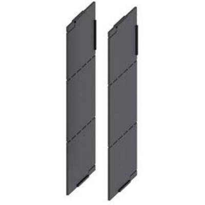 Two black, vertical panels with angular edges. They are positioned side by side and appear to be modularly constructed.