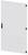 White door with a black handle and hinges, slightly ajar, against a white background.