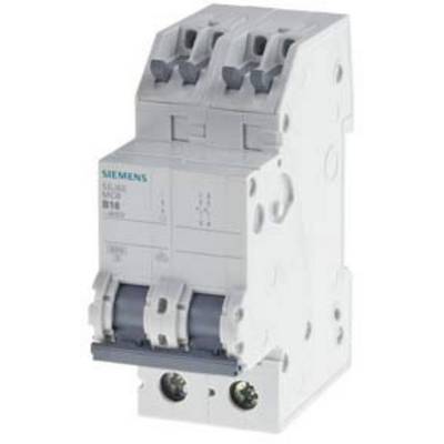 A two-pole circuit breaker by Siemens, model 5SX2 B16, designed to prevent overloads and short circuits in electrical systems.