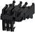 A black, rectangular electrical plug with multiple copper contacts protruding from various angles.