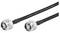 Two black antenna cables with metallic connectors, suitable for connecting devices in communication networks.