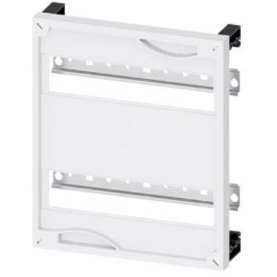 An empty electrical installation enclosure with two mounting rails, suitable for installing electrical components in buildings.