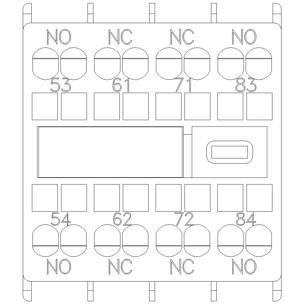 'Drawing of an electrical circuit diagram with labels NO, NC and numerical connections 53, 54, 61, 62, 71, 72, 83, 84.'