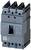 A three-pole Siemens circuit breaker in grey. It has five connection points on top and mounting screws.