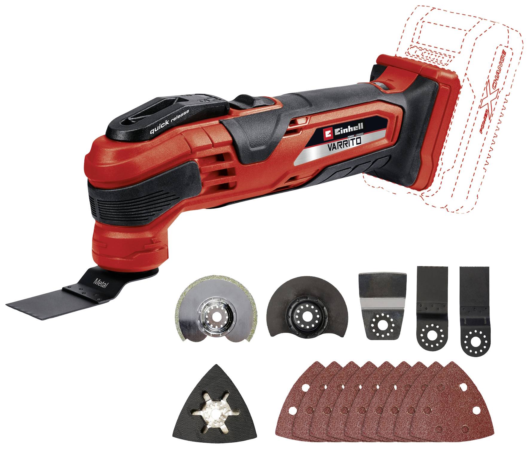 Einhell Power X-Change VARRITO 4465160 Cordless multifunction tool w/o battery, w/o charger 18 V No. of power packs included 0