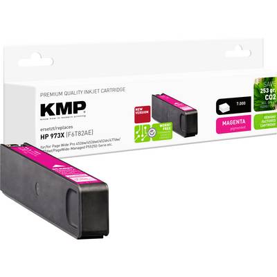 'KMP premium inkjet cartridge, magenta, replaces HP 973X. Suitable for PageWide series. New version, CO2 saving, lasts 7,000 pages.'