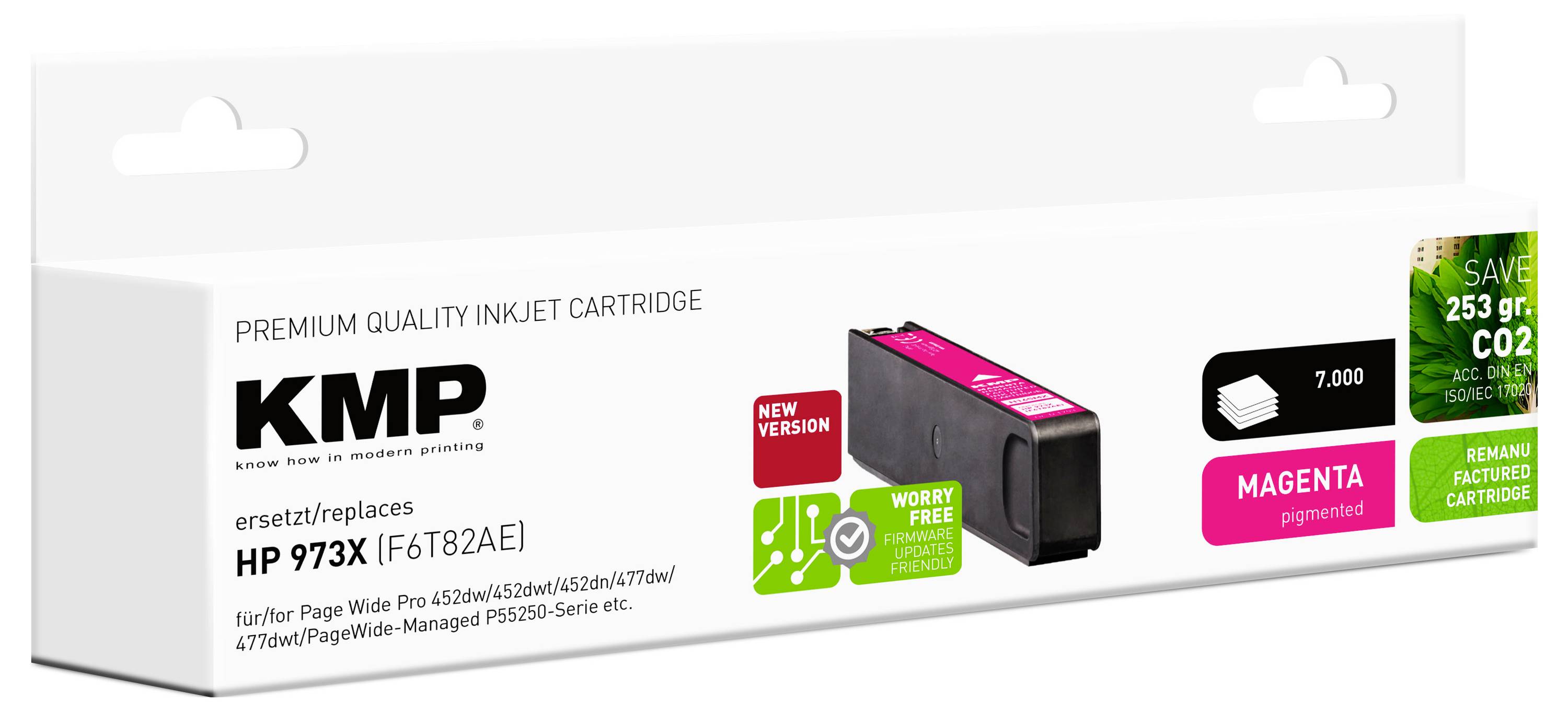 'KMP Premium Inkjet Cartridge, replaces HP 973X, magenta pigment, new version, compatible with HP PageWide Pro 452dn/477dw series.'