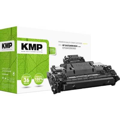 KMP toner cartridge for HP 26X/Canon 052H in black. Packaging displays logo, compatibility, and warranty details.