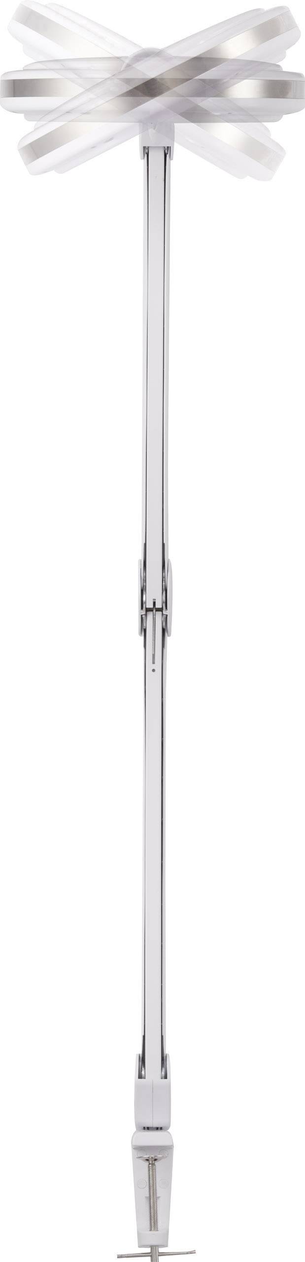 Long, silver mixer with a rotating mixing head. Used for mixing or stirring in the kitchen.