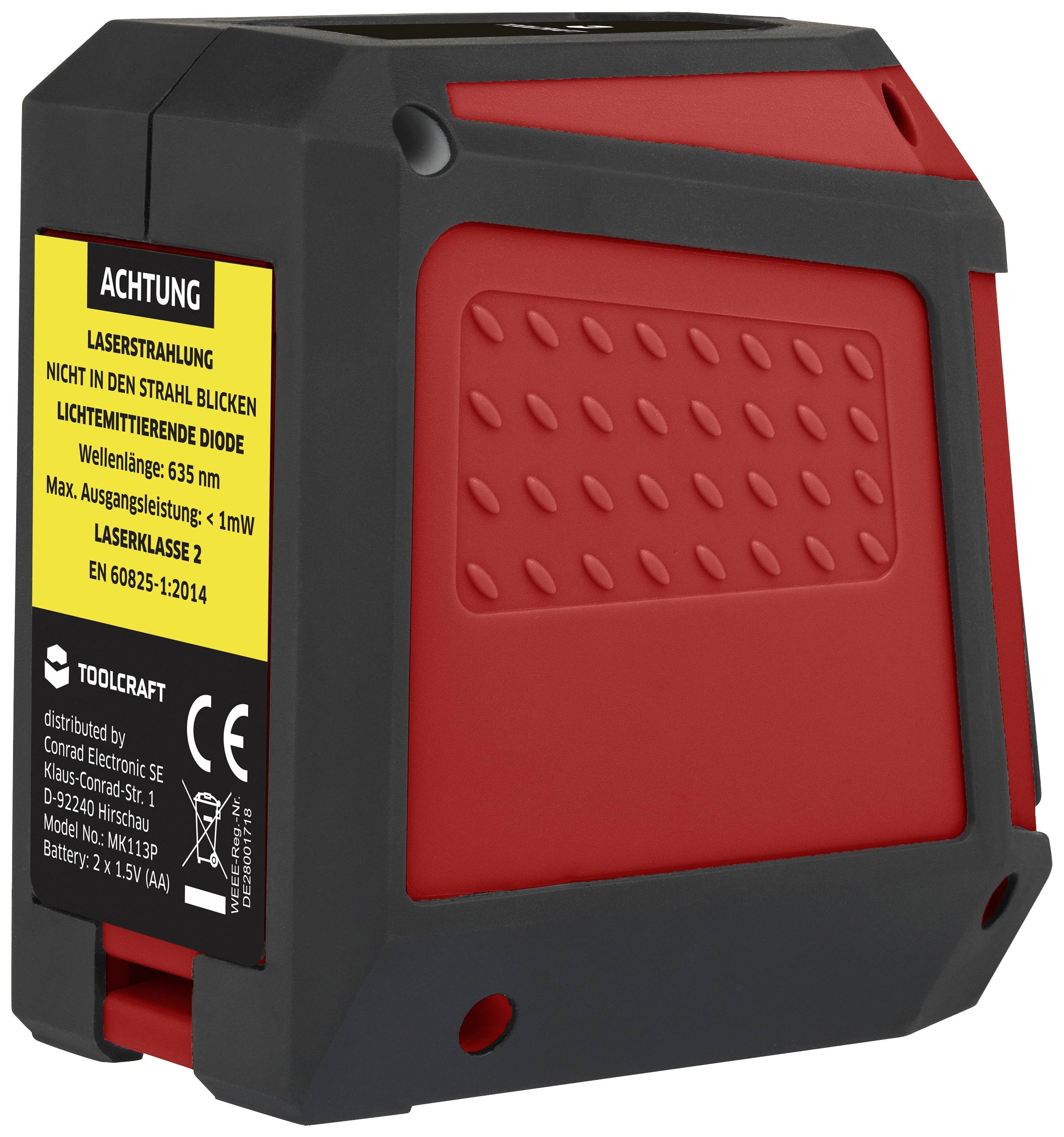 TOOLCRAFT CL12 Cross line laser Incl. bag, Self-levelling Range (max.): 12 m Calibrated to: Manufacturer's standards (no-1