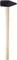 Wooden mallet with a long handle and black head, standing vertically.