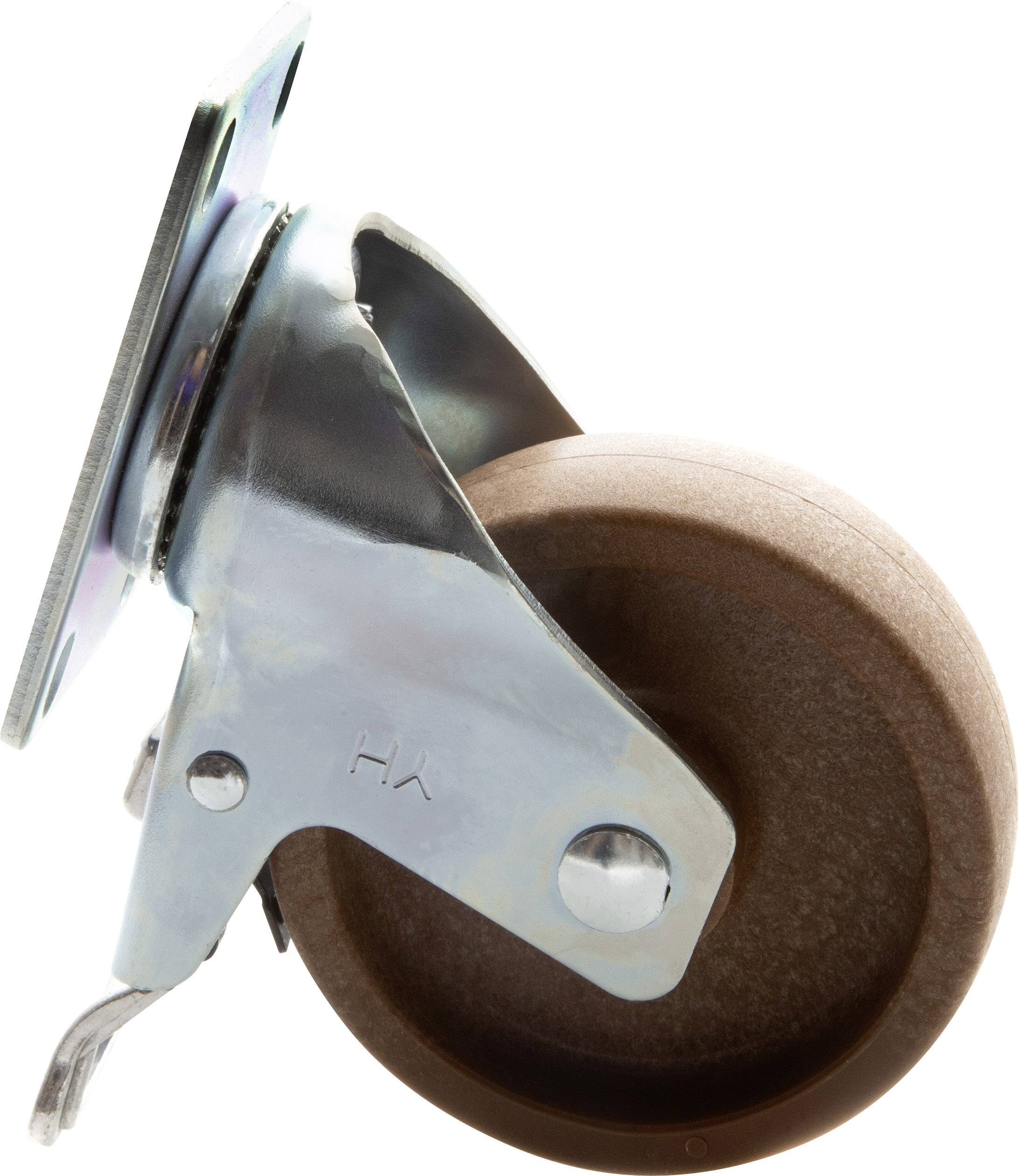 TOOLCRAFT TO-5137947 Swivel castor 100 mm with parking brake with mounting plate Load capacity (max.): 125 kg-1