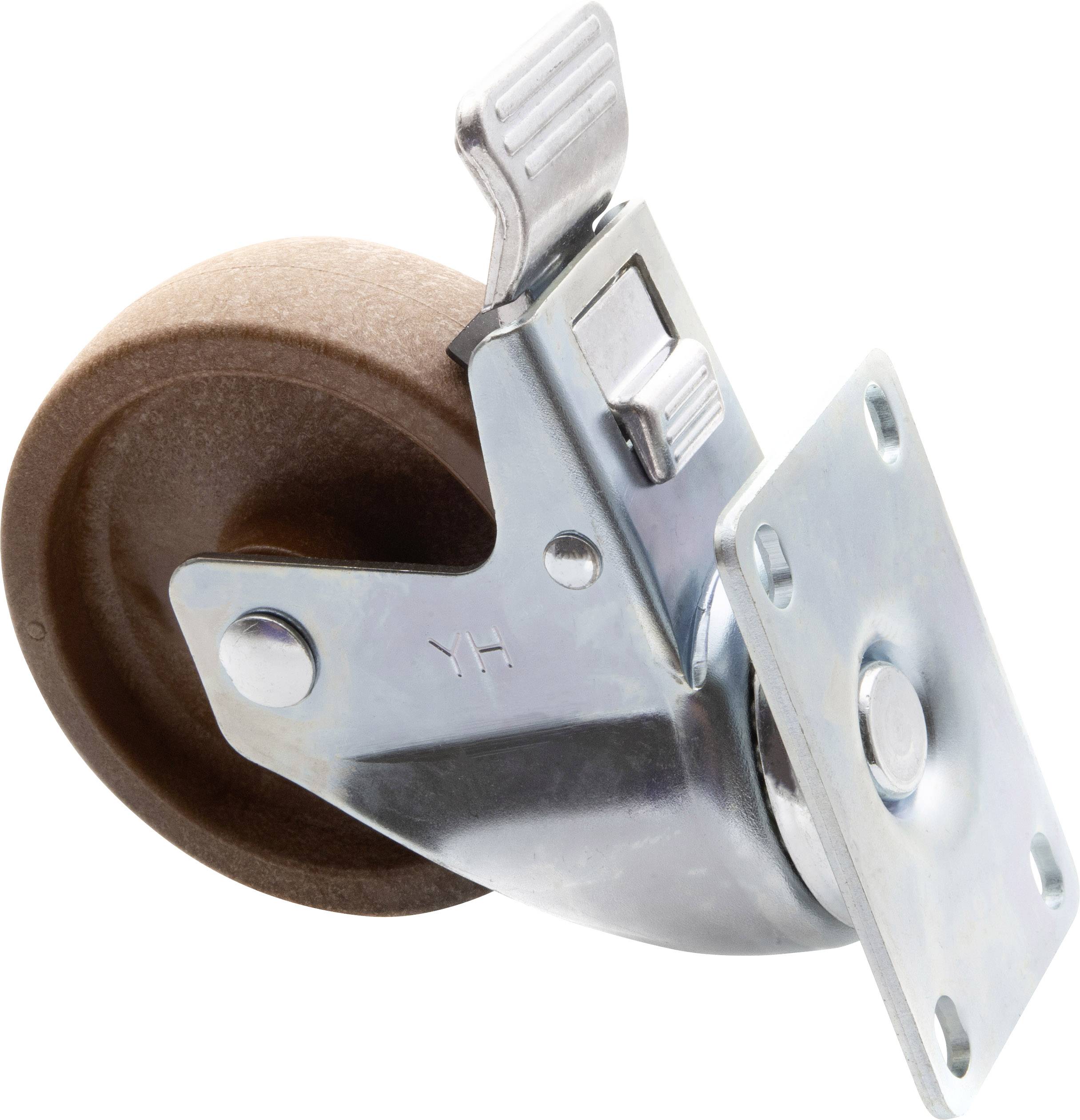TOOLCRAFT TO-5137947 Swivel castor 100 mm with parking brake with mounting plate Load capacity (max.): 125 kg-2