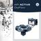 'Air Active OxyFlow' by FIAP: Air pump with digital control unit. Metallic rotor housing under splashing water.