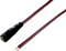 Black and red network cable with stripped ends and black adapter plug, suitable for electronic connections.