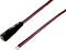 Black DC power cable with a cylindrical plug on one side and two bare wires (red and black) on the other side.