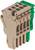A beige and green terminal block with multiple slots, suitable for industrial electrical connections.