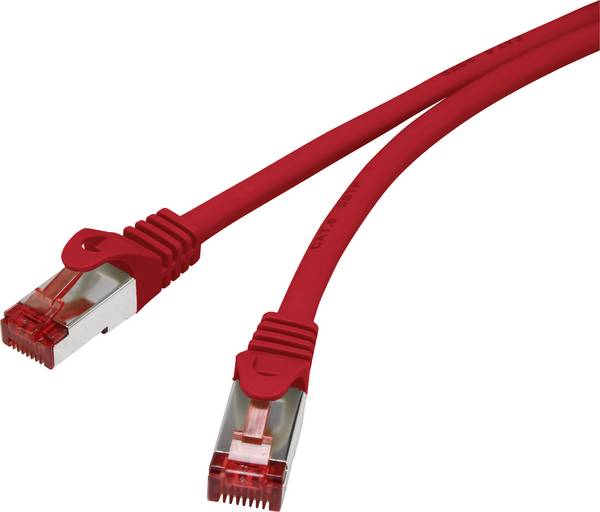 Renkforce RF-5251926 RJ45 Patch cable CAT 6 S/FTP 0.15 m Red incl. detent, gold plated connectors, Flame-retardant 1 pc(s)