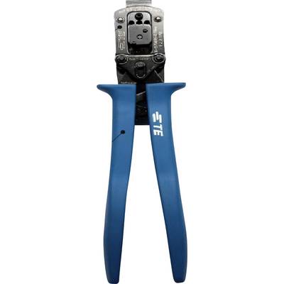 A blue crimping pliers with a black metal tip, used for stripping and crimping cables.