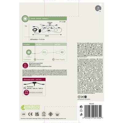 'LED Module 7x10 cm, 1x included, 1.5 W. Included: Light body, plug, power supply. Dimmable with accessories. Protection class IP65. Colour temperature 99.9/180.1.'