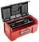 Red toolbox with open black cover and removable insert. 'FACOM' brand logo on the front.