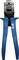 A blue crimping plier with a black head, manufactured by TE.