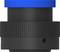 A black cylindrical connection adapter with a blue lid, used in technical or industrial applications.