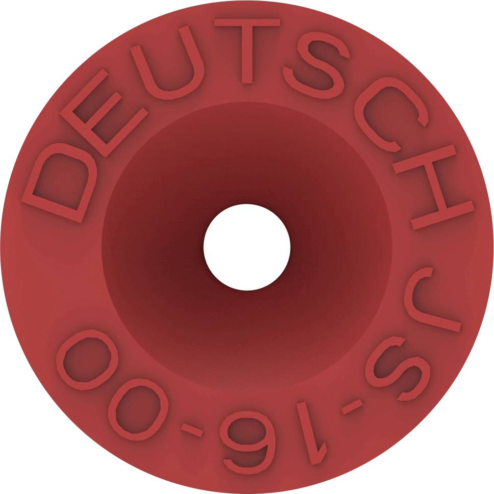 Red object with a central hole, with 'DEUTSCH S-00' and '16' written on it.