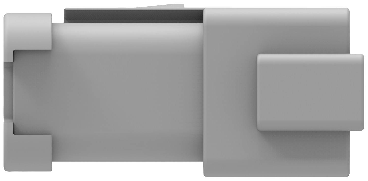 Grey rectangular plastic component with a protruding central section and raised edges.