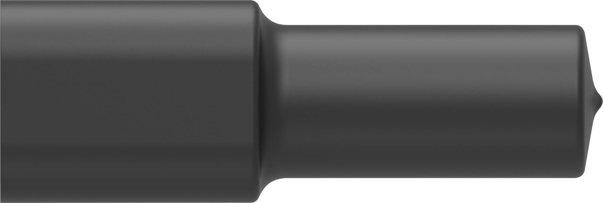 Black felt-tip pen with a round nib, horizontal view.