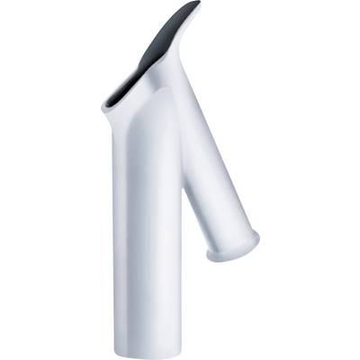 A modern, silver-coloured tap with an elegant, minimalist design.