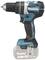 A blue Makita cordless drill with a black handle and grey battery. The drill head is black with an infinitely variable torque adjustment.