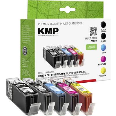 KMP Ink cartridge replaced Canon PGI-550PGBK XL, CLI-551BK XL, CLI-551C XL, CLI-551M XL, CLI551Y XL Compatible Set Black-0