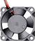 Small black fan with six rotor blades and red cables, likely for cooling electronic devices.