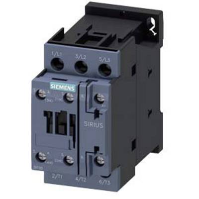 A black and grey electrical contactor with connections for controlling electrical circuits, Siemens brand identifiable.