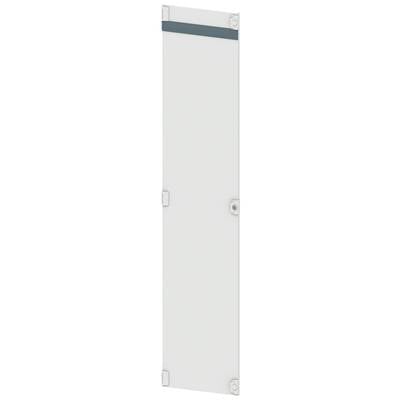 White, narrow door with silver hinges and a dark stripe at the top.