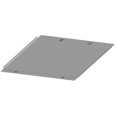 Grey metal sheet with rounded corners and several visible screws.