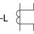 A simple electrical circuit symbol representing a capacitor layout, together with the letter 'L'.