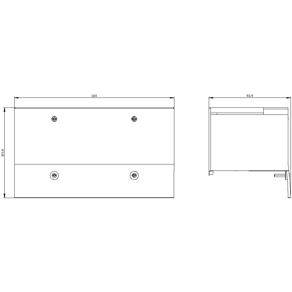Technical drawing shows a rectangular surface with length 104 cm and width 53 cm, side view on the right 93.9 cm. Dimensions are marked.